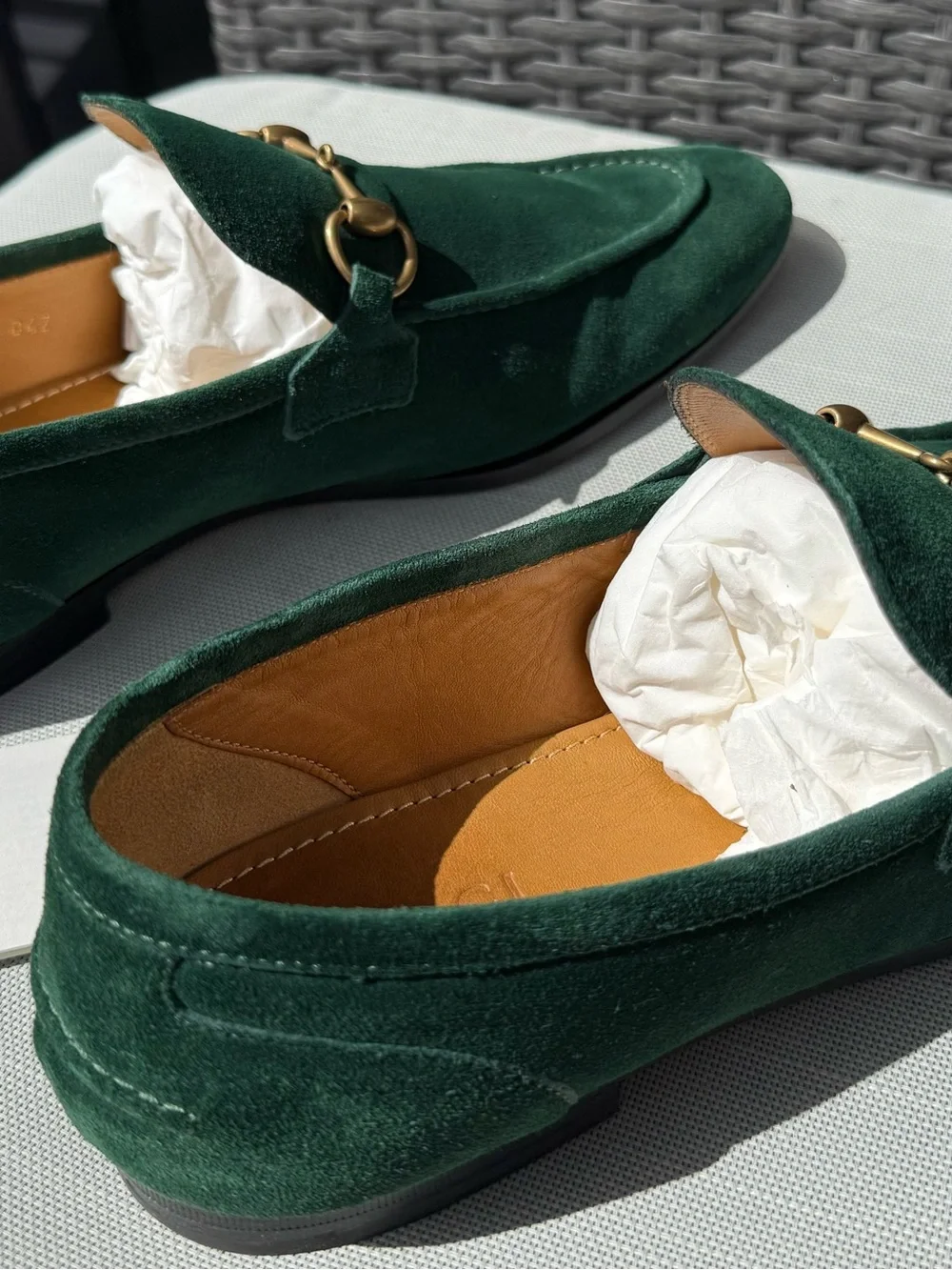 Men's Vintage Green Suede Bit Loafers Size 9.5